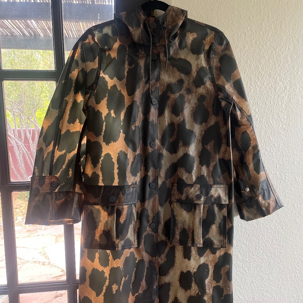 Ganni Animal Print Rain Jacket 34